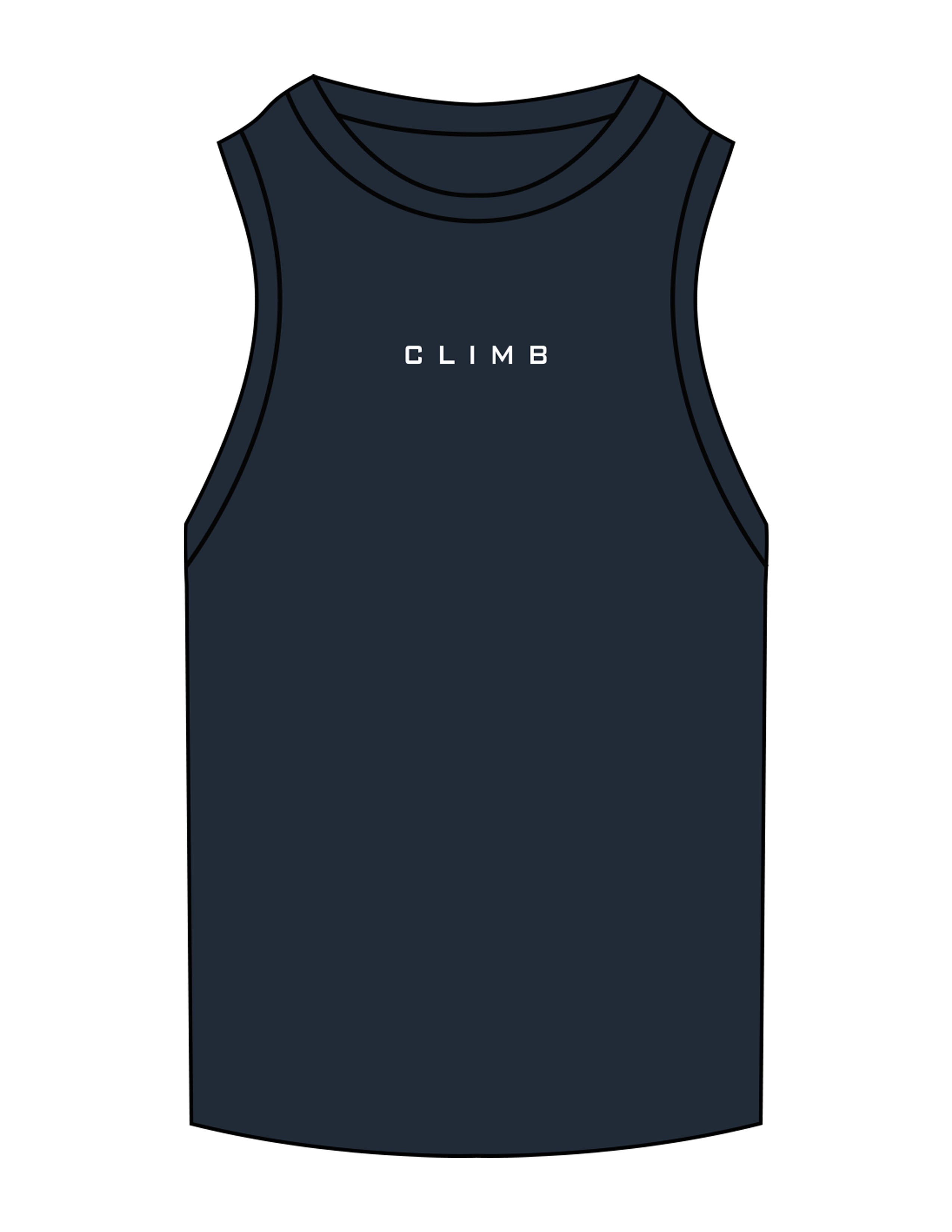 The Ribbed Full Length Tank - Navy - LVL - Center Chest - Embroidered - White