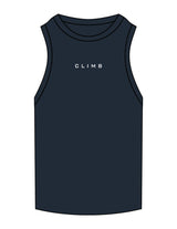 The Ribbed Full Length Tank - Navy - LVL - Center Chest - Embroidered - White