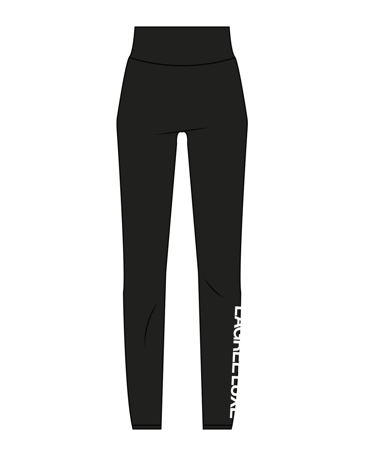 The Basic Legging - Black - Lagree Luxe - Left Leg - Printed - White