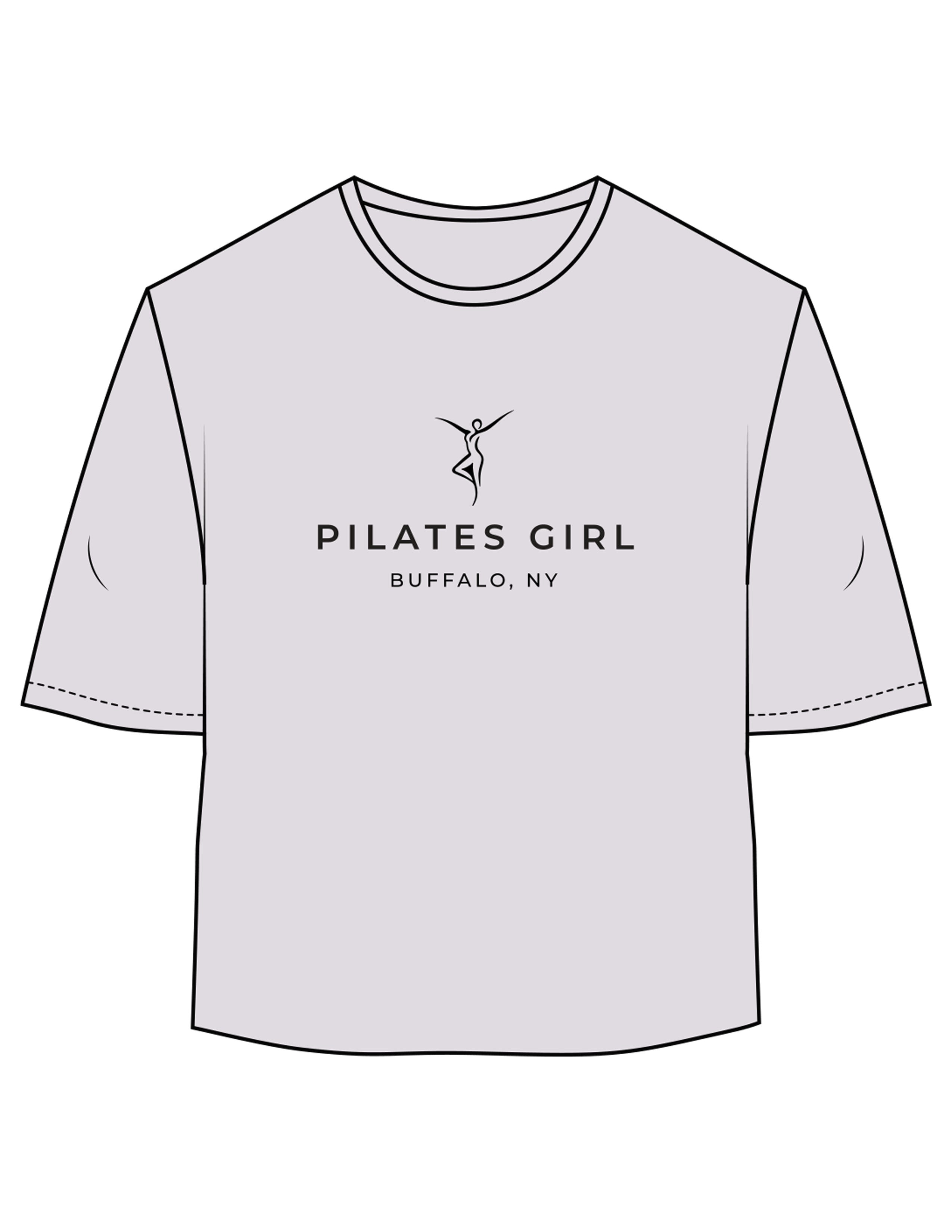 The Oversized Crop Tee - Orchid - Movement Pilates Buffalo - Center Chest Stacked - Printed - Black