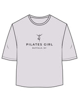 The Oversized Crop Tee - Orchid - Movement Pilates Buffalo - Center Chest Stacked - Printed - Black