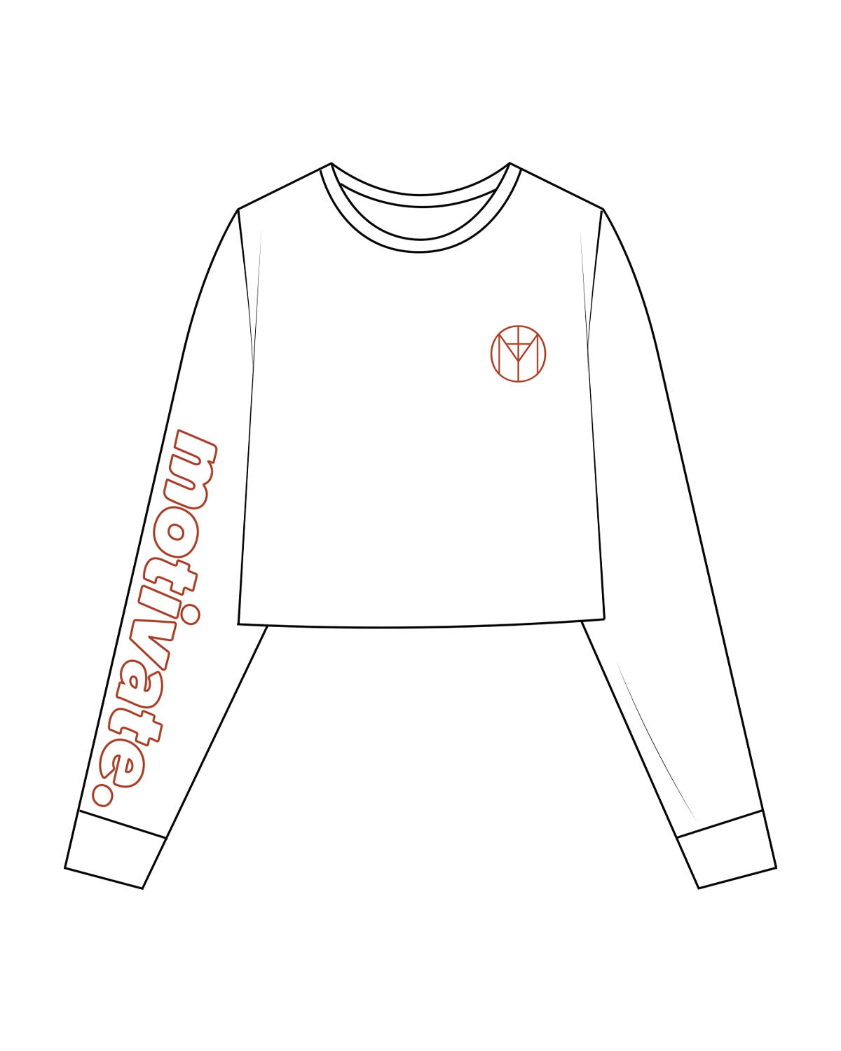 The Crop Long Sleeve - White - Motivate Movement - Left Chest & Right Sleeve - Printed - Red