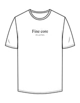 The Mens Tee - White - Fine Core Pilates - Center Chest Stacked - Printed - Black