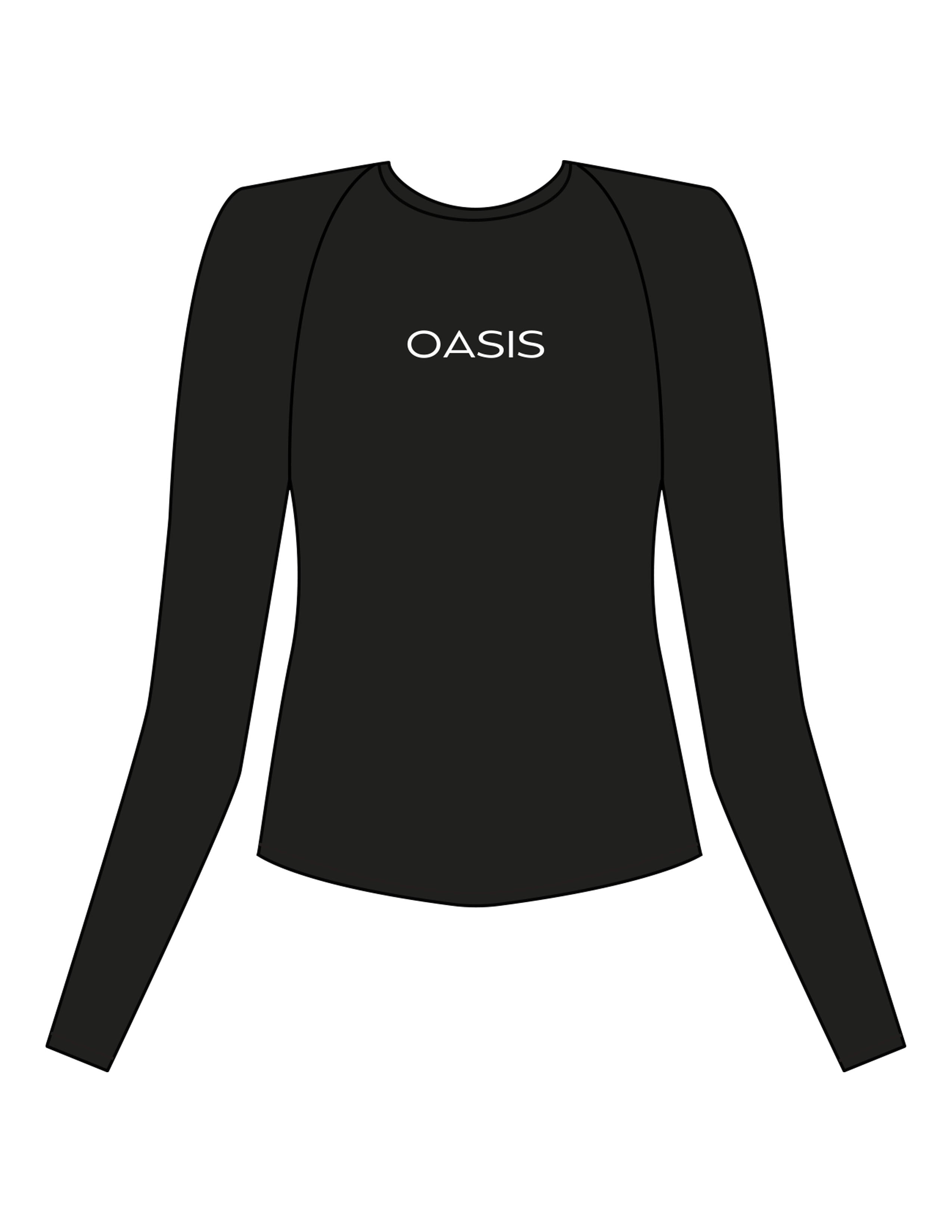The Womens Sporty Long Sleeve - Black - OCWC - Center Chest - Printed - White
