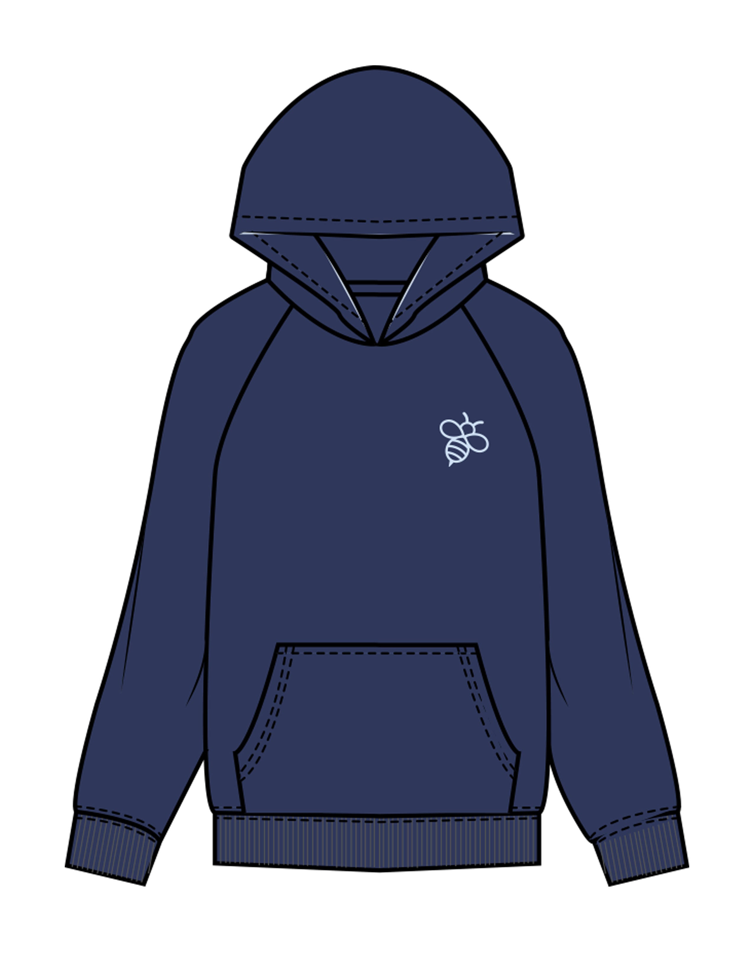 The Mens Hoodie - Cobalt - The Hive - Left Chest & Back Stacked - Printed - Puff - Pastel Blue