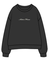 The Womens Crewneck - Washed Black - Activate House - Center Chest & Full Back - Printed - Off White