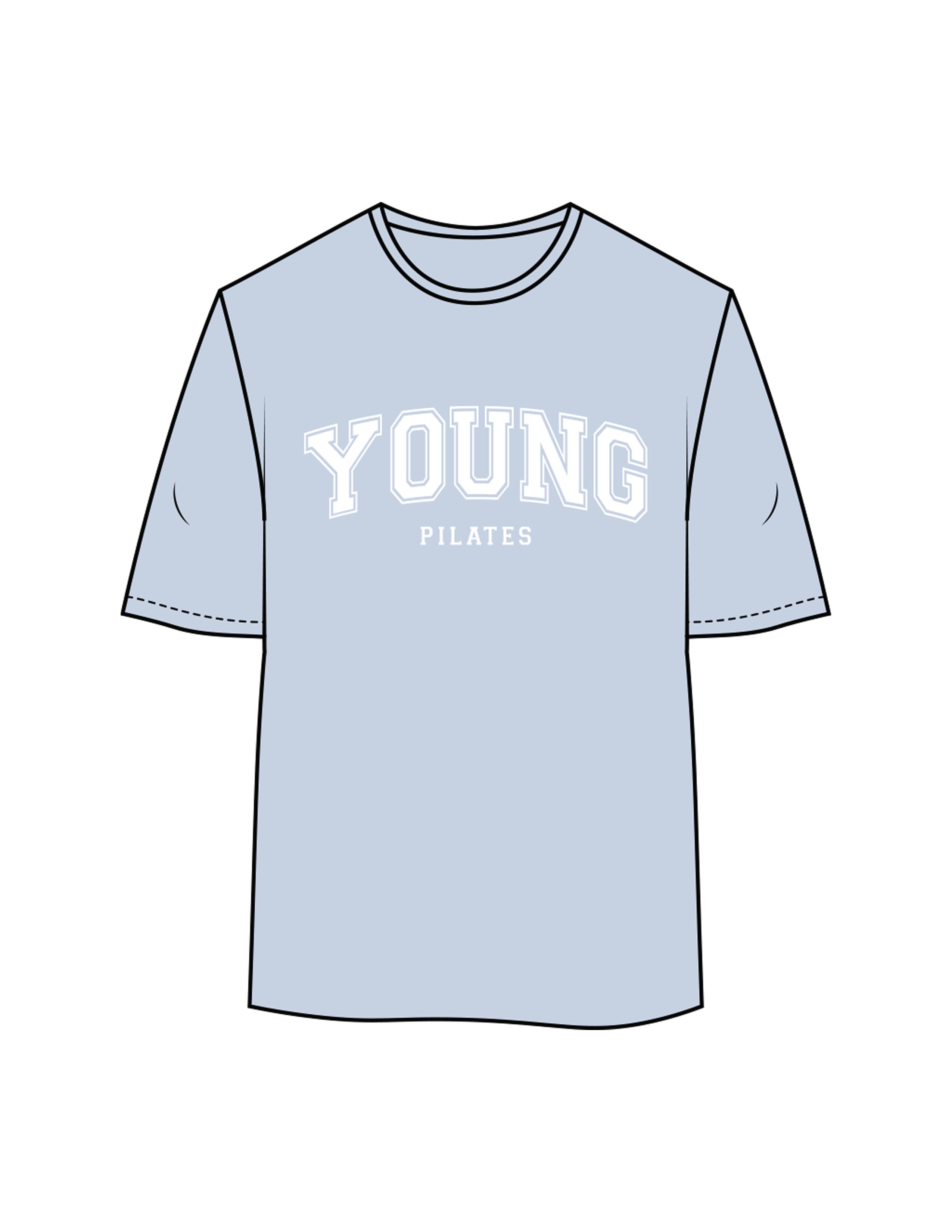 The Womens Oversized Tee - Powder - YP - Center Chest Stacked & Back Neckline - Printed - White