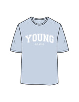 The Womens Oversized Tee - Powder - YP - Center Chest Stacked & Back Neckline - Printed - White