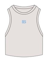 The Ribbed Crop Tank - Bone - Sweatshack - Center Chest - EMB - Blue
