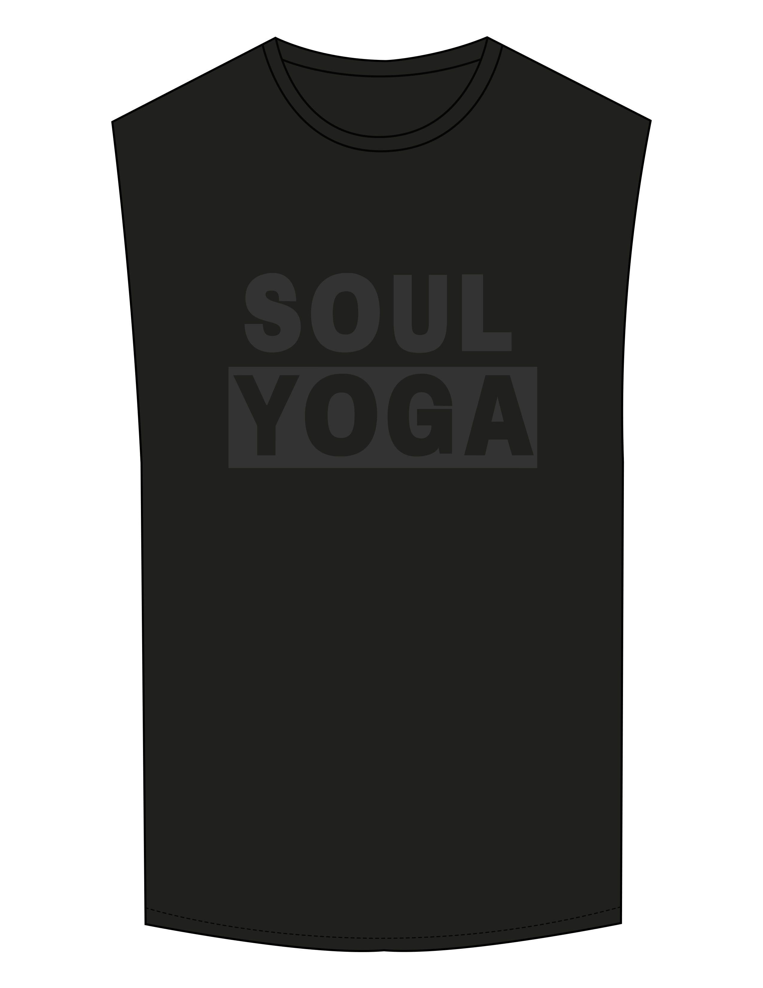 The Muscle Tank - Black - SOUL YOGA - Center Chest Stacked - Printed - Charcoal