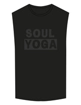 The Muscle Tank - Black - SOUL YOGA - Center Chest Stacked - Printed - Charcoal