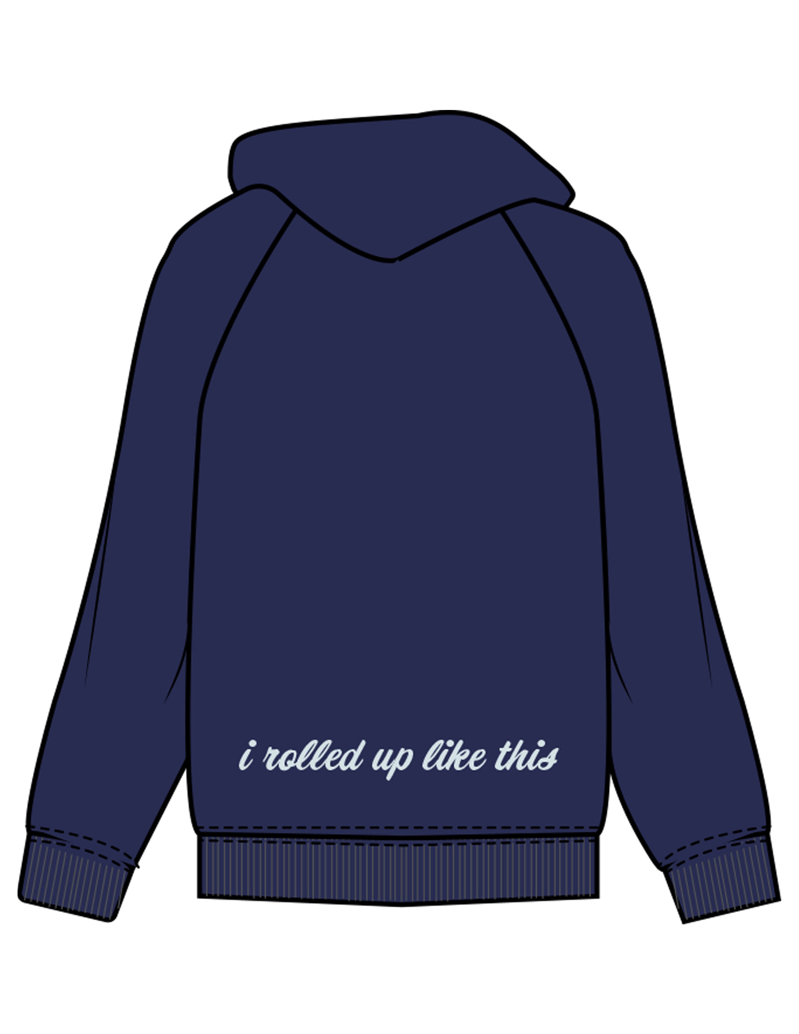 The Mens Hoodie - Cobalt - Movement With Chels - Left Chest & Bottom Back - Printed - Light Blue