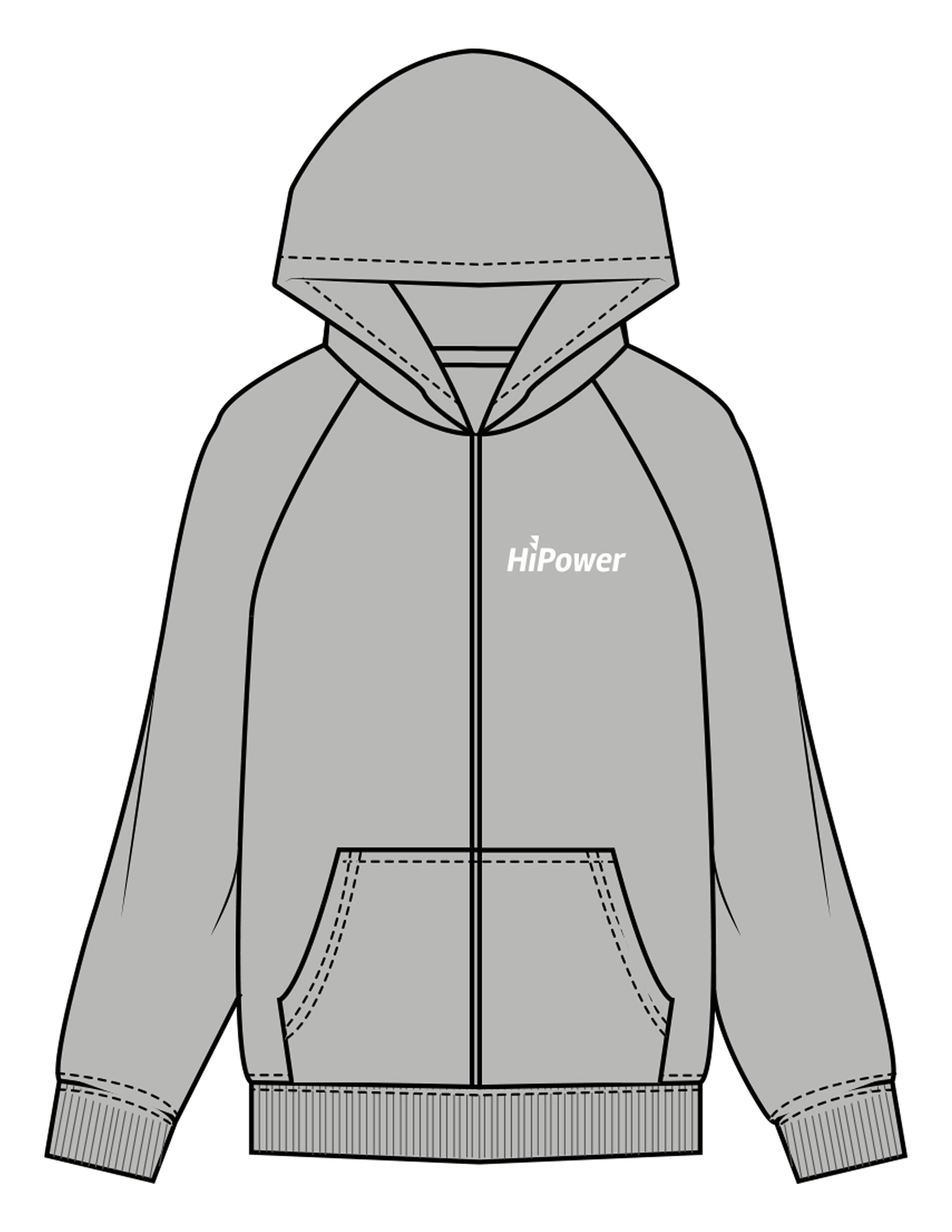 The Womens Zip Hoodie - Heather - Hi Power - Left Chest & Back Stacked - Printed - White