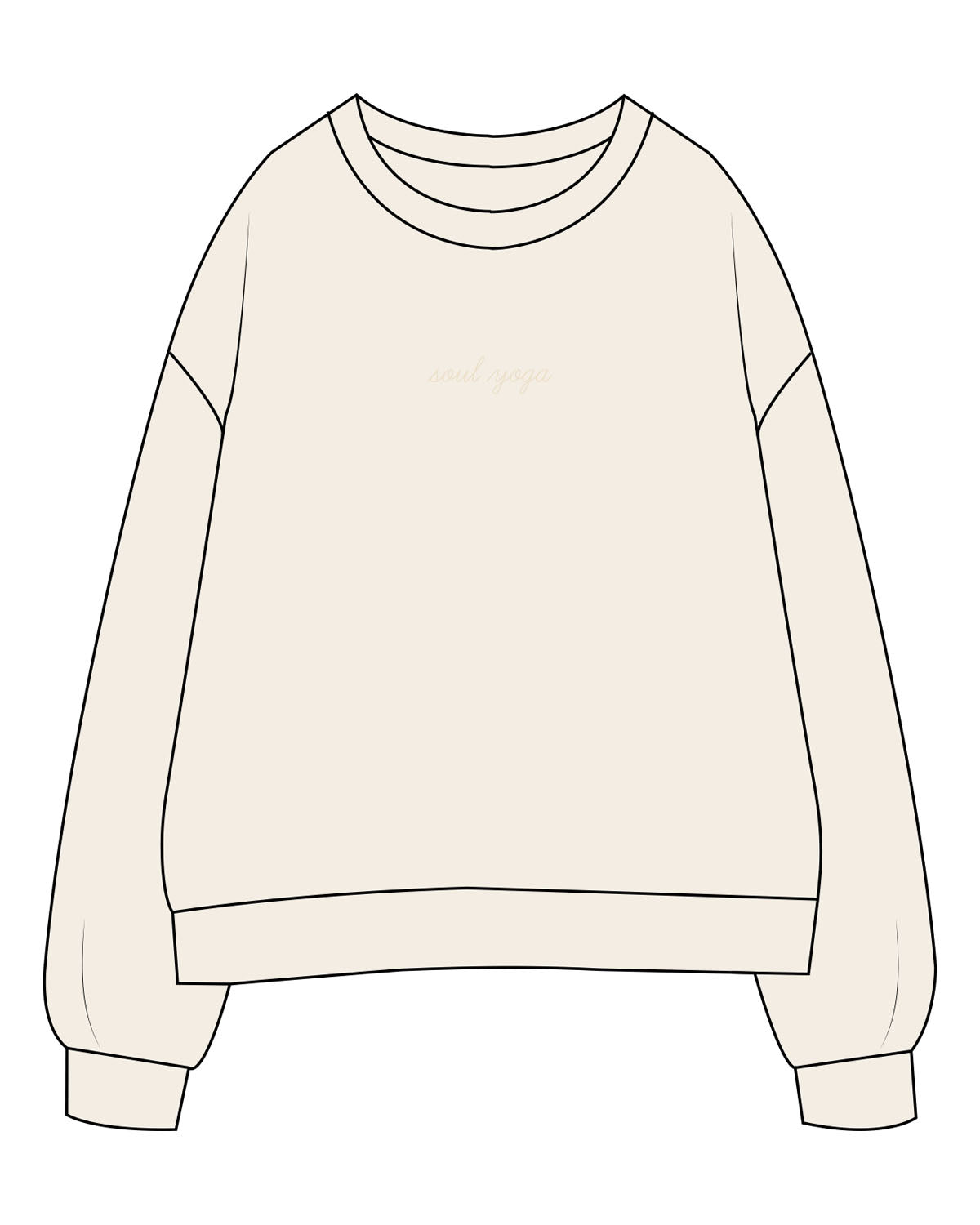 The Womens Crewneck - Butter - SOUL YOGA - Center Chest - Embroidered - Tone on Tone