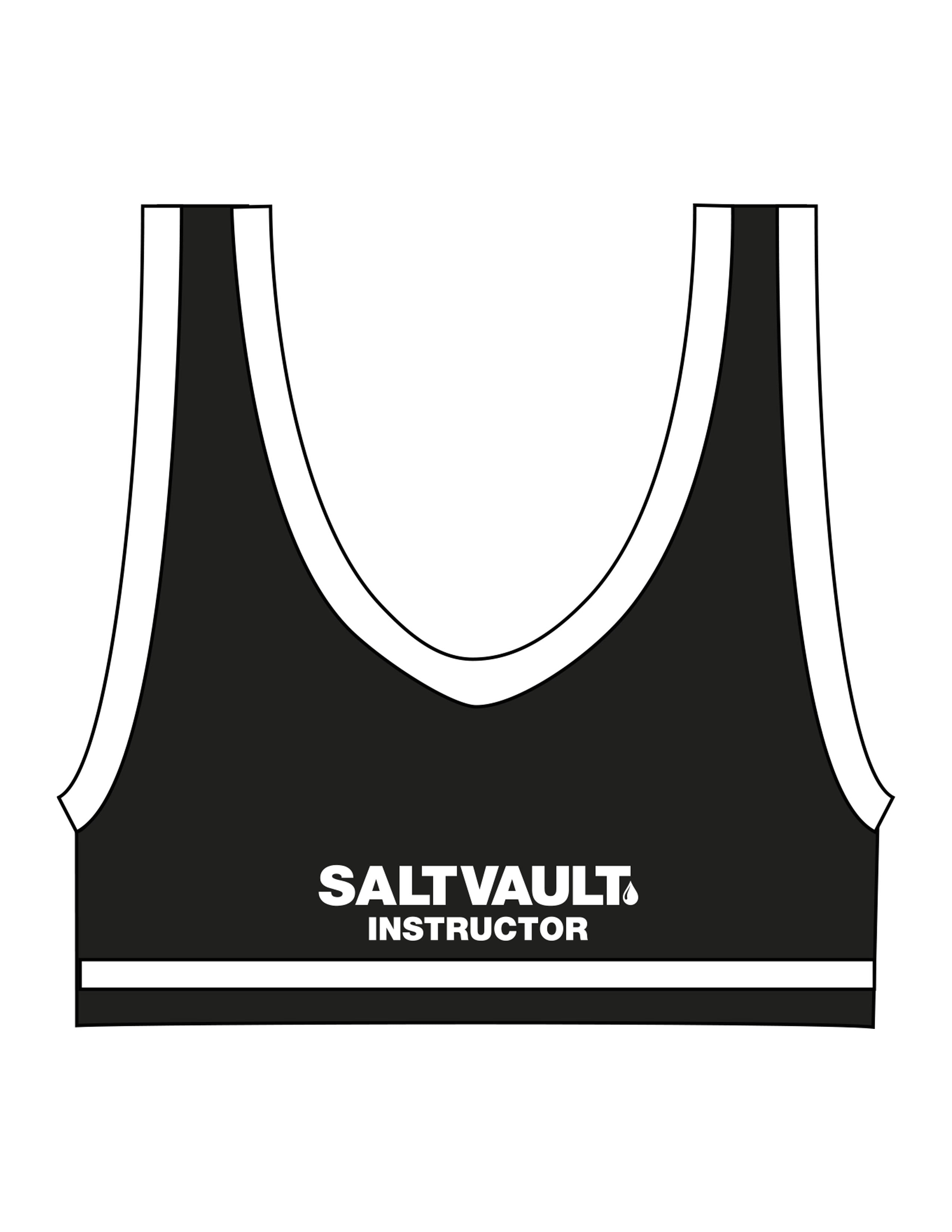 The Piped Bra - Black - Saltvault Instructor - Left Chest & Center Back - Printed - White