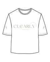 The Oversized Crop Tee - White - Clearly Pilates - Center Chest "Clearly Since 2022" - Bone