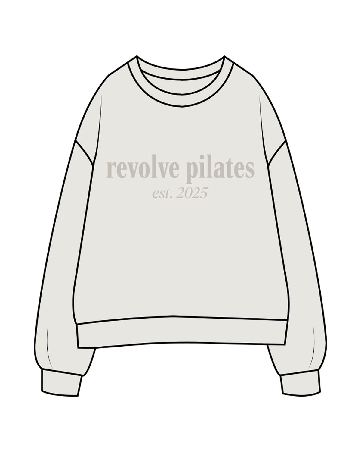 The Womens Crewneck - Washed Bone - Revolve Pilates - Center Chest & Back Neckline - Printed - Tone on Tone