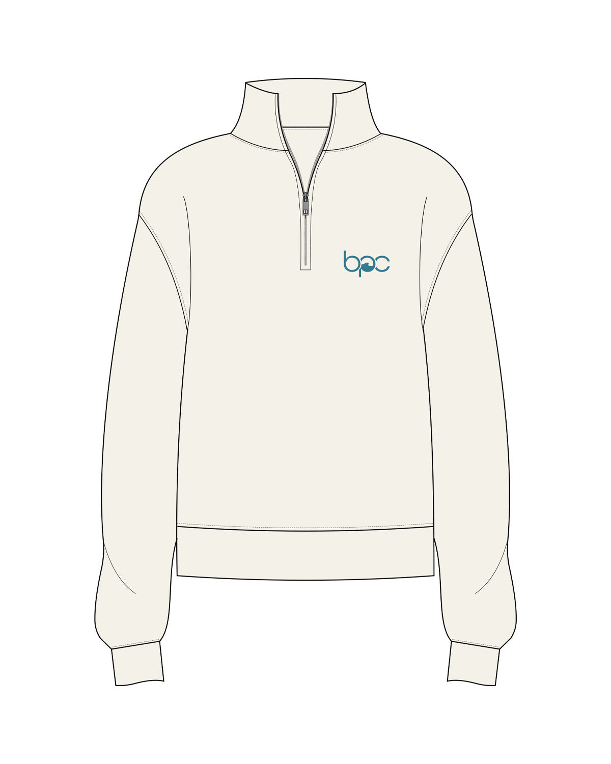 The Womens 1/4 Zip - Off White - Baxter Pacific - Left Chest - Printed - Blue