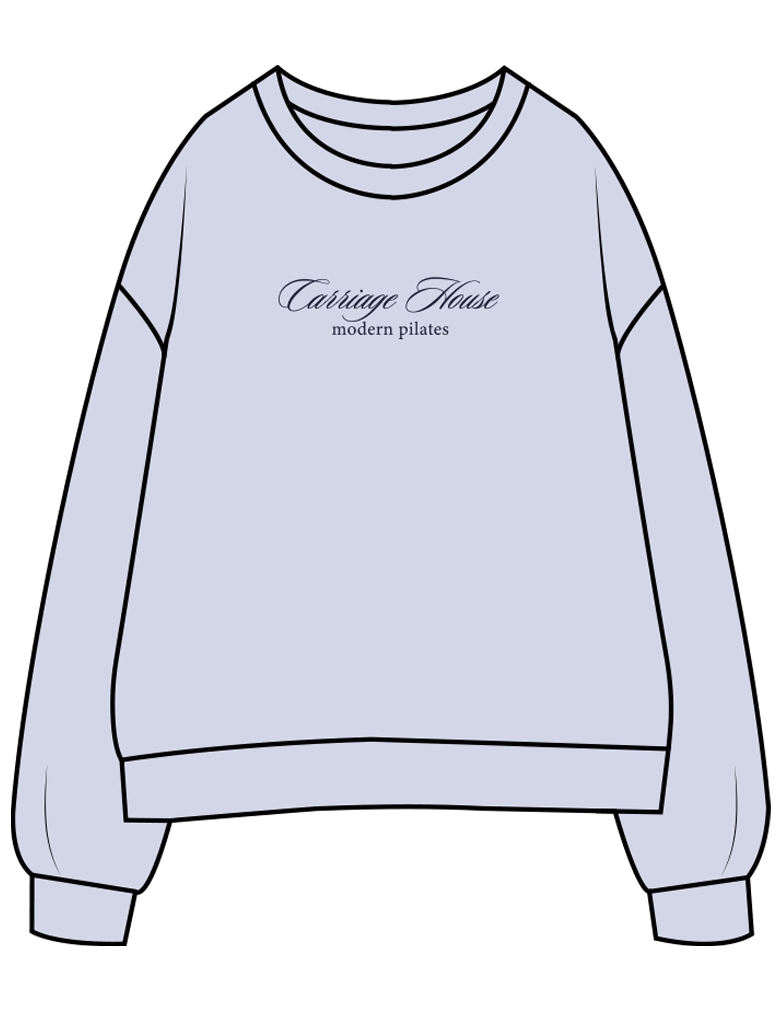 The Womens Crewneck - Powder - Carriage House - Center Chest Stacked - Embroidered - Navy