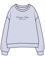 The Womens Crewneck - Powder - Carriage House - Center Chest Stacked - Embroidered - Navy
