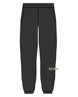 The Mens Sweatpants - Washed Black - Sesh Studio - Lower Left Leg - Printed - Brown