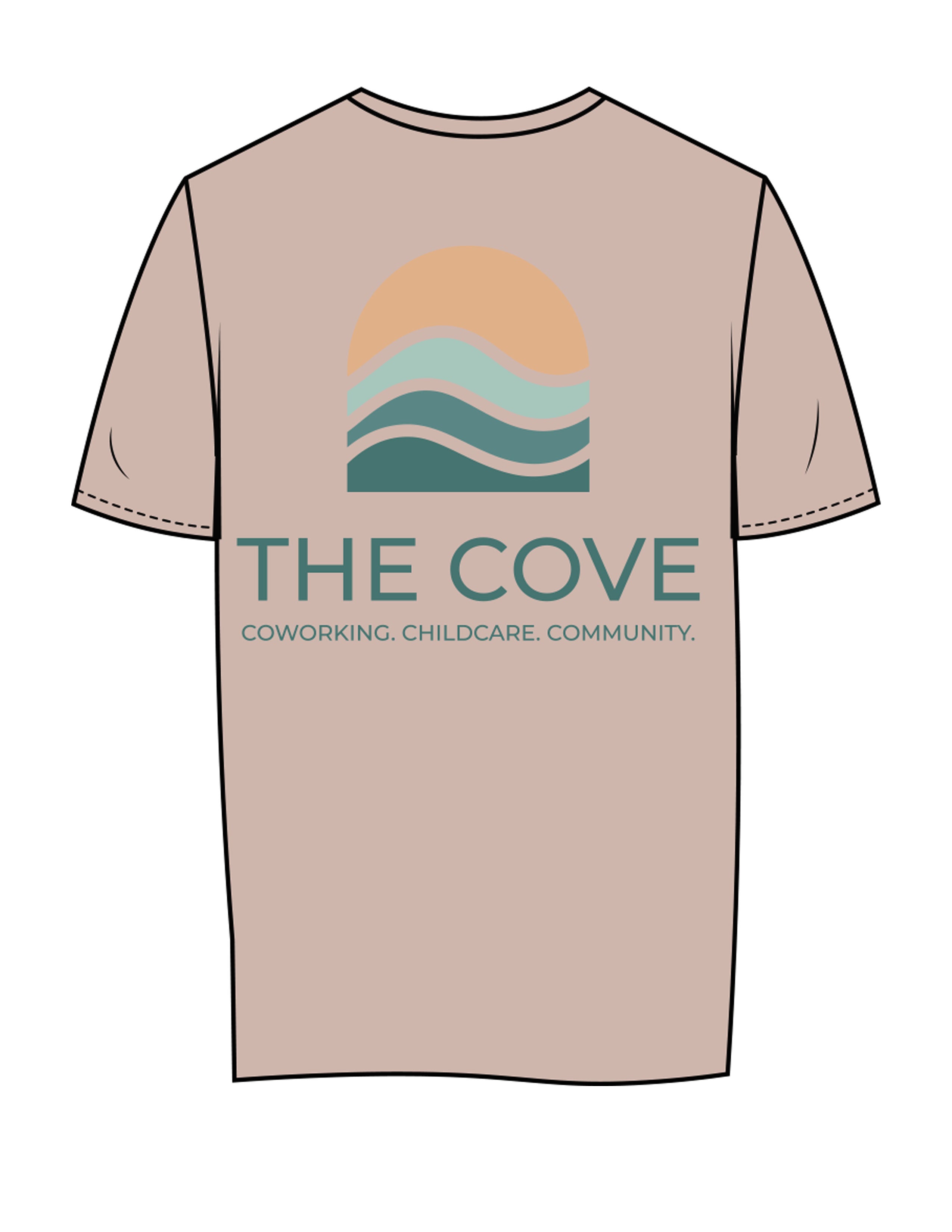 The Womens Tee - Mushroom - The Cove - Left Chest - Back Center Stacked - Printed - Full Color