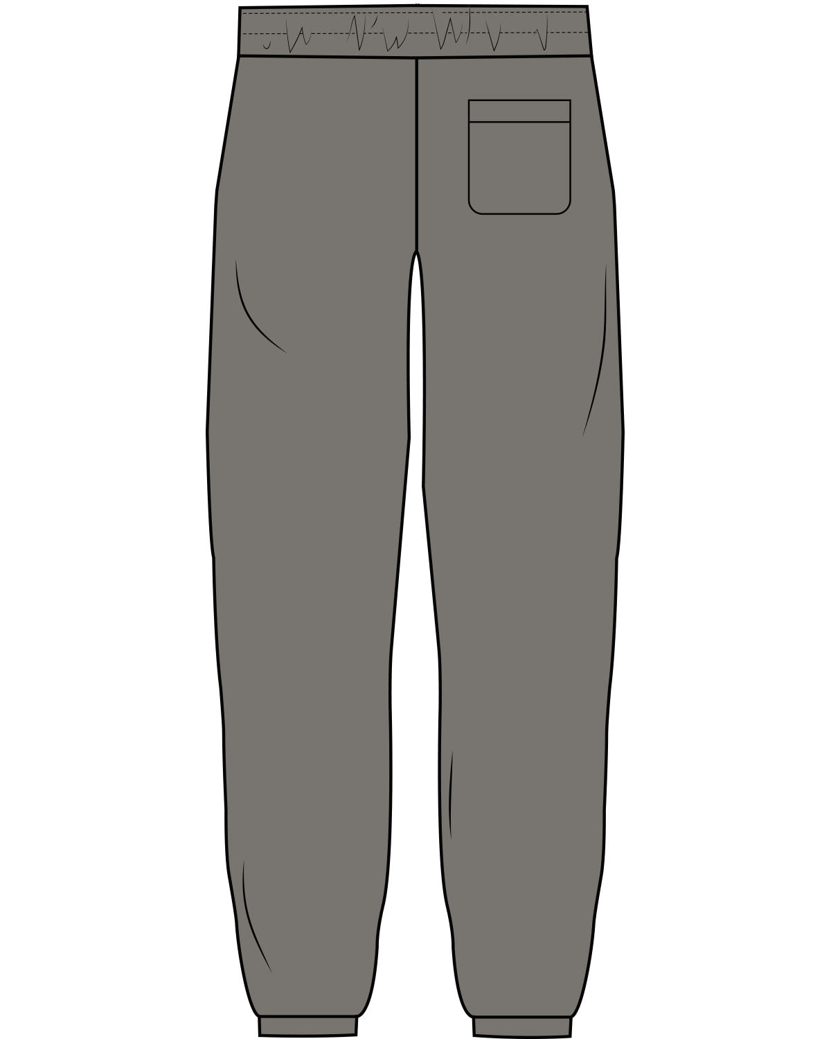The Mens Sweatpants - Washed Gray - Bean Head - Left Leg - Embroidered - Off White