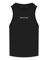The Ribbed Full Length Tank - Black - Megafit House - Center Chest - Embroidered - White