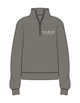 The Womens 1/4 Zip - Washed Gray - Karve - Left Chest Stacked - Printed - White