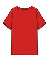 The Mens Heavyweight Tee - Red - Odyssey Performance - Center Chest Stacked - Printed - White