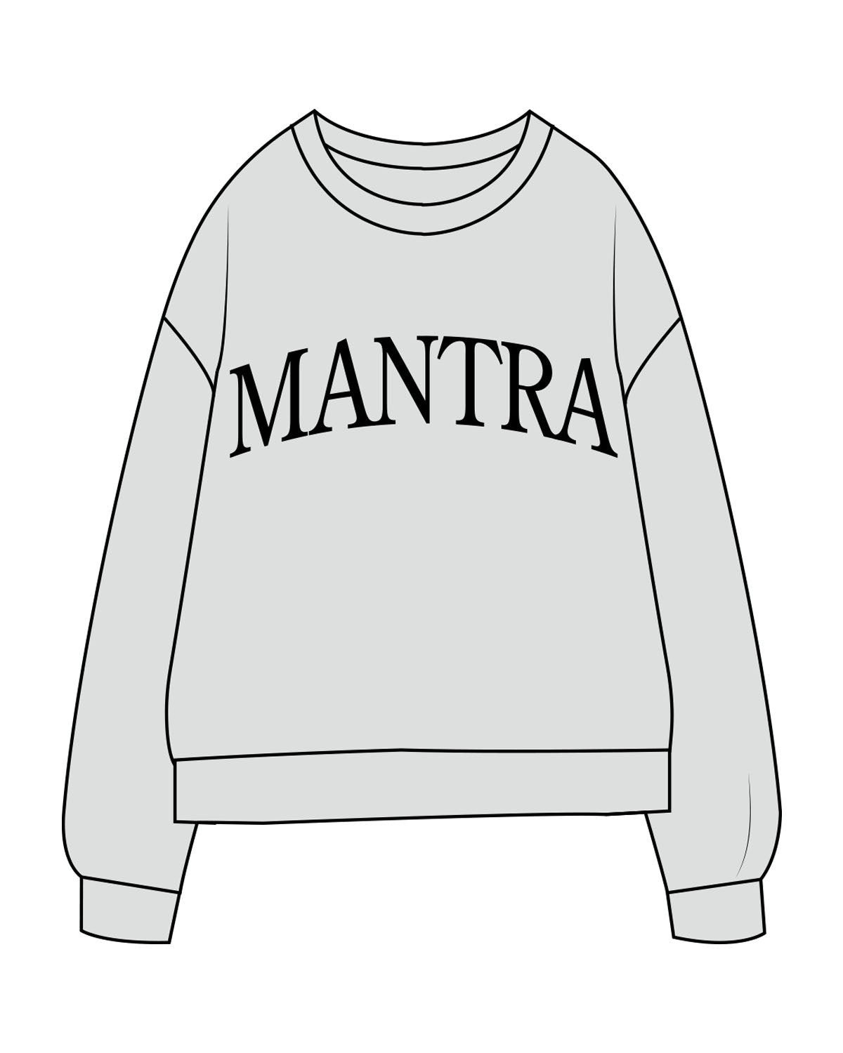 The Midweight Unisex Crewneck - Washed Sage - Mantra - Center Chest Arch - Printed - Black