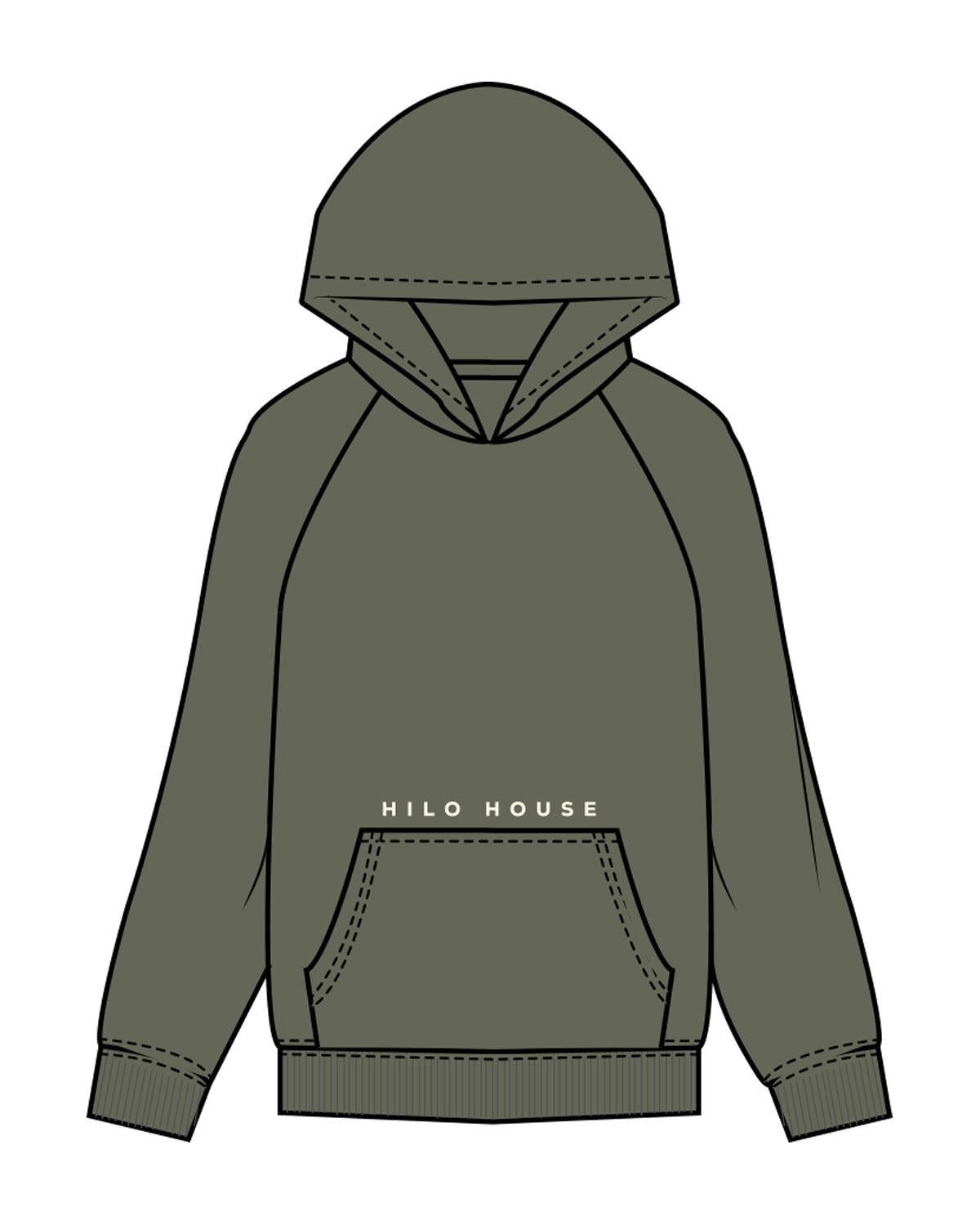 The Mens Hoodie - Cypress - HiLo - Upper Pocket - Printed - Off White