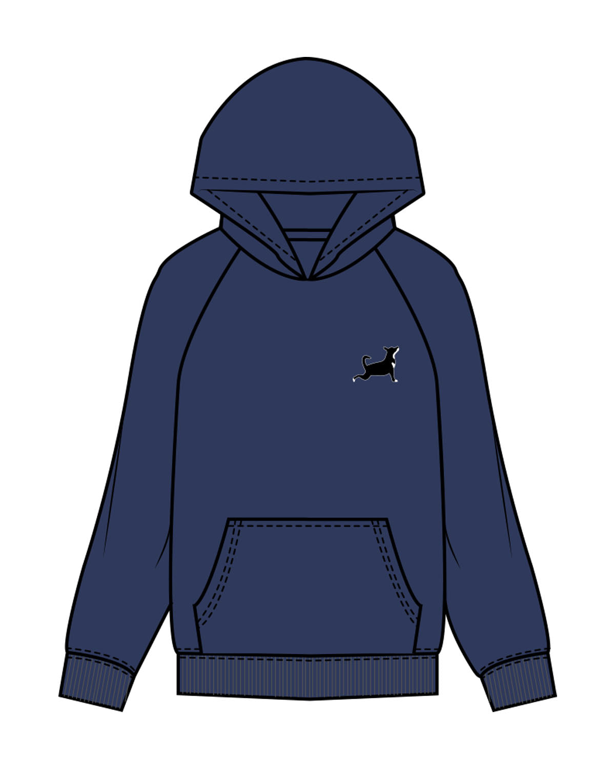 The Mens Hoodie - Cobalt - Updog Yoga - Left Chest - Back Center - "WhatsUpDog" - Printed - Full Color