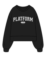The Womens Heavyweight Crop - Black - Platform - Center Chest "La Jolla Est  2009" - Printed - White