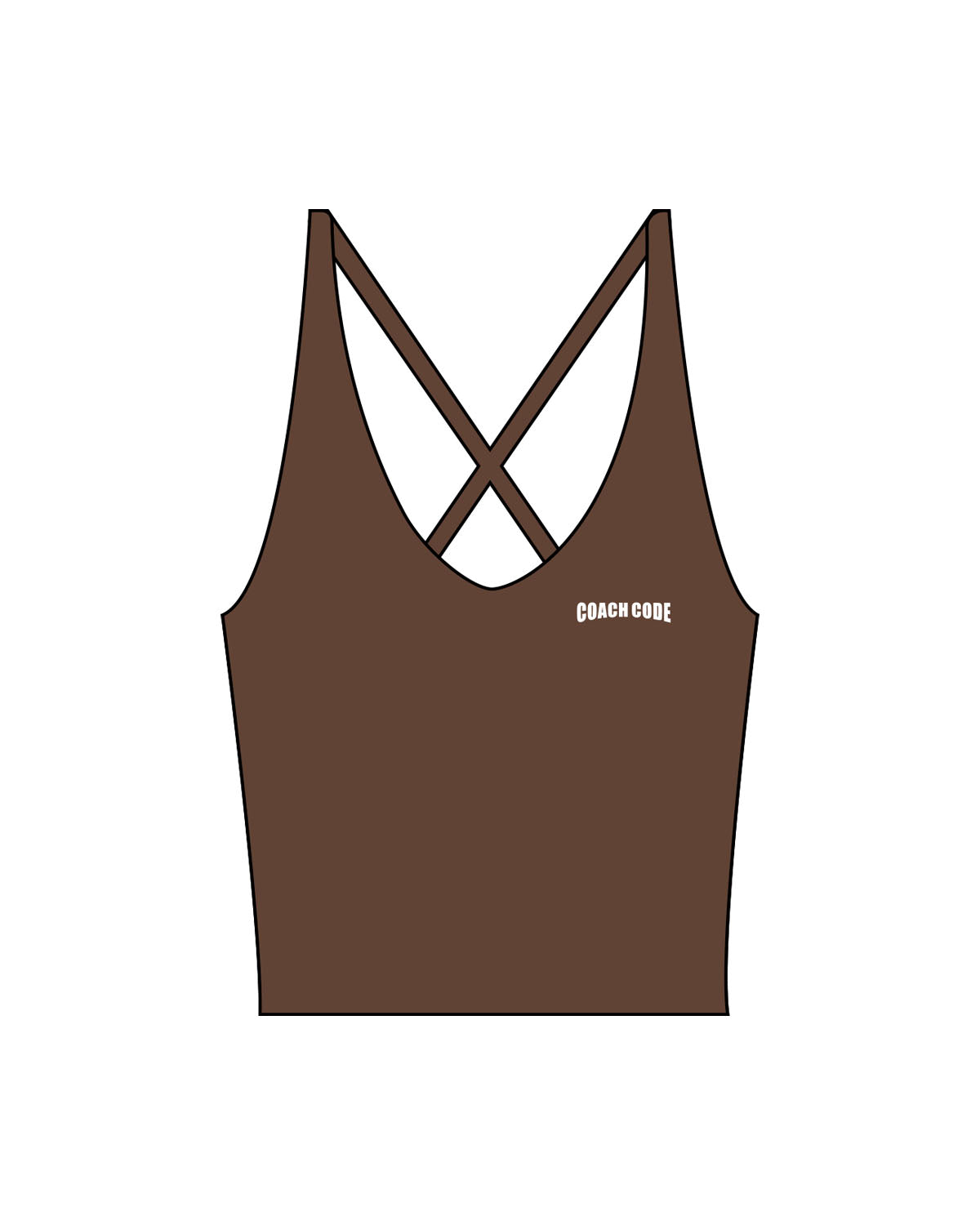 The Sporty Strappy Tank - Brown - Coach Code - Left Chest - Text - Printed - White