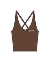 The Sporty Strappy Tank - Brown - Coach Code - Left Chest - Text - Printed - White