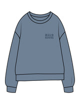 The Midweight Unisex Crewneck - Washed Slate - HiLo - Left Chest & Back Stacked - Printed - Tone on Tone