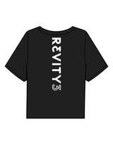 The Boxy Crop Tee - Black - REVITY3 - Left Chest & Back Center - White