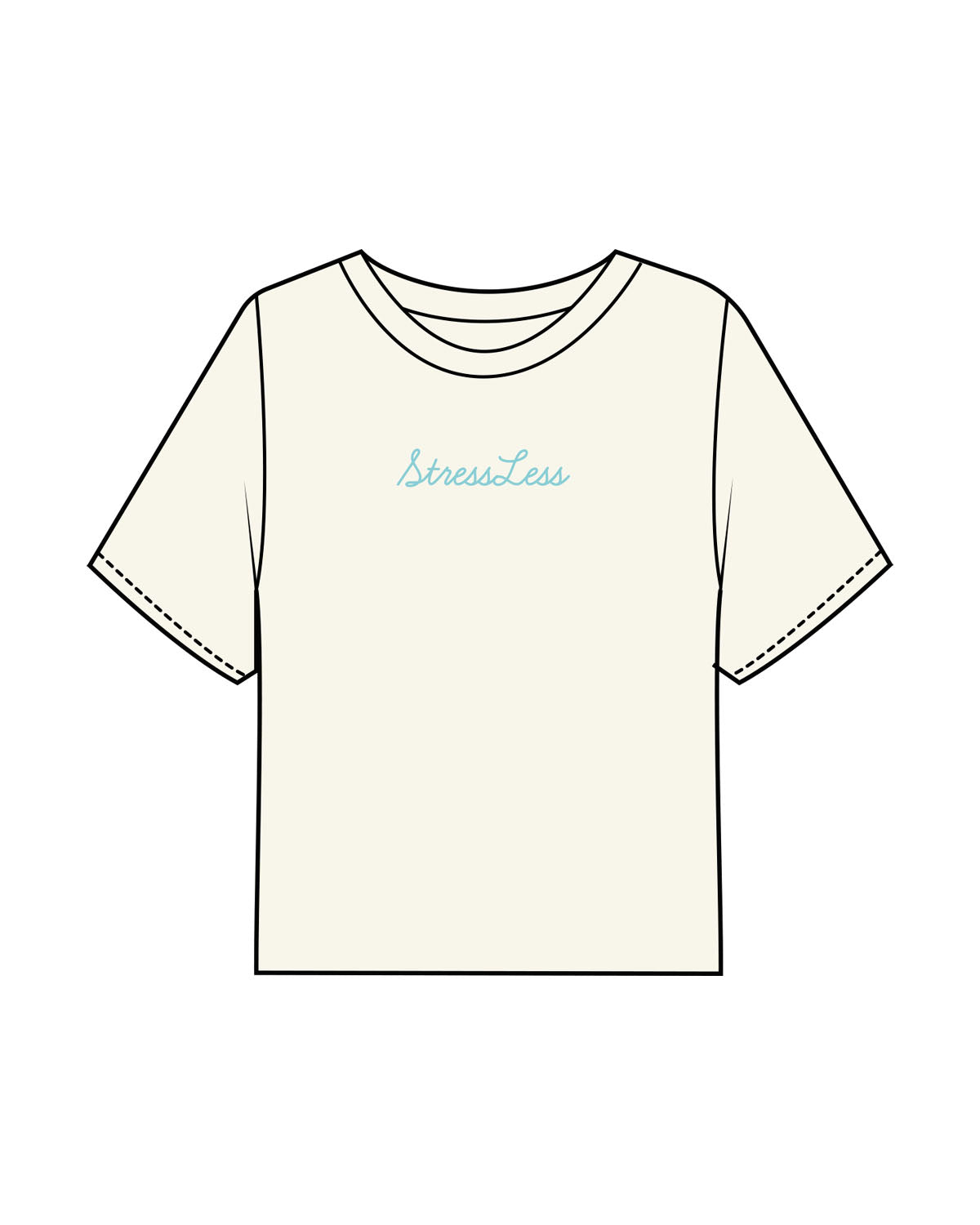 The Boxy Crop Tee - Off White - Squeeze Massage - Center Chest & Back Neckline - Printed - Turquoise