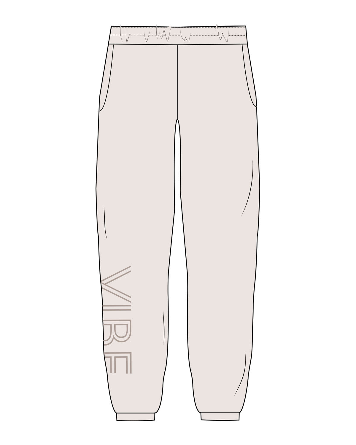 The Womens Sweatpants - Bone - Vibe Hot Yoga & Pilates - Right Leg - Printed - Tone on Tone