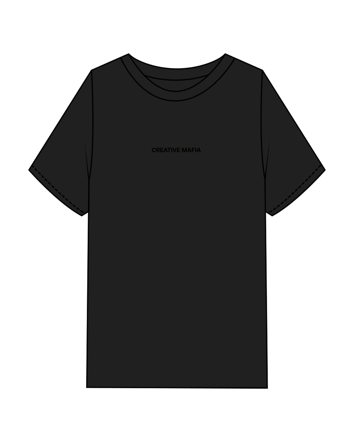 The Mens Heavyweight Tee - Black - CREATIVE MAFIA - Center Chest - Black