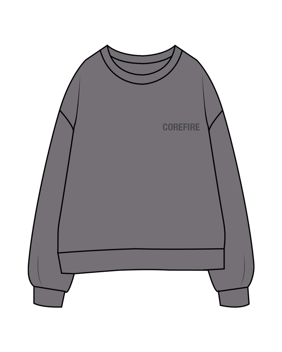 The Recycled Unisex Crewneck - Asphalt - Corefire - Left Chest & "COACH" Back - Full Color