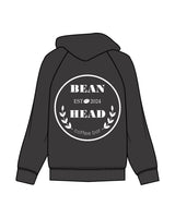 The Mens Hoodie - Washed Black - Bean Head - Left Chest & Back Round - Embroidered - White