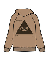 The Womens Hoodie - Sand - Higher Ground - Left Chest & Back Stacked - Printed - Dark Brown