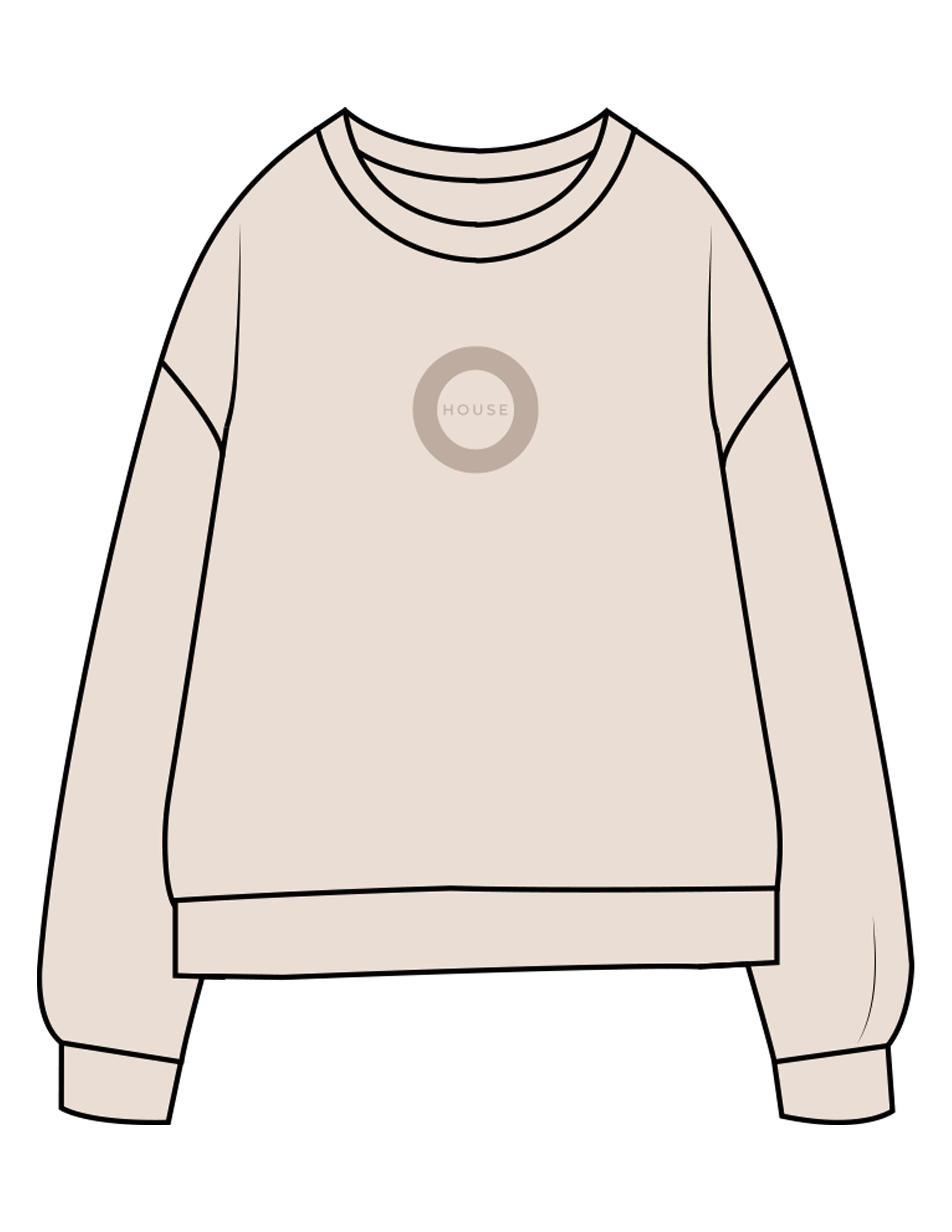 The Midweight Unisex Crewneck - Washed Ivory - HiLo - Center Chest & Back Stacked - Printed - Tone on Tone