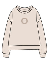 The Midweight Unisex Crewneck - Washed Ivory - HiLo - Center Chest & Back Stacked - Printed - Tone on Tone