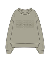 The Womens Heavy Crewneck - Eucalyptus - Instaphysiques - Center Chest Stacked - Tone on Tone
