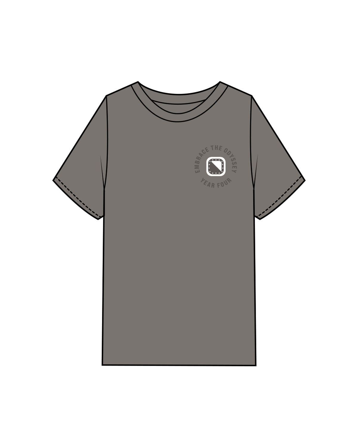 The Mens Heavyweight Tee - Washed Gray - Odyssey Performance - Left Chest & Back Stacked - Full Color