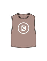 The Crop Muscle Tank - Cacao - Bond Fitness - Center Chest Round & Upper Back - Printed - White