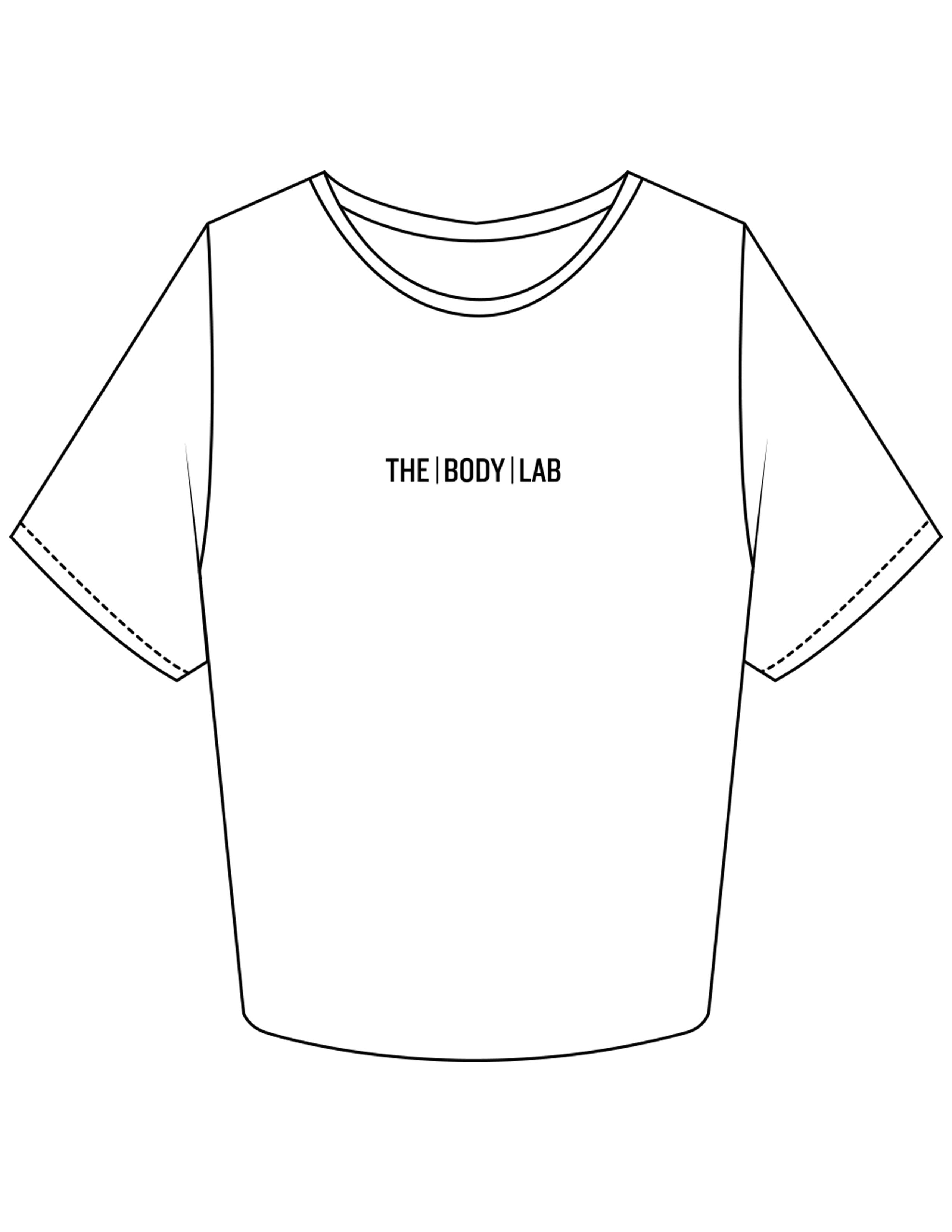 The Crop Tee - White - Body Lab - Center Chest - Printed - Black